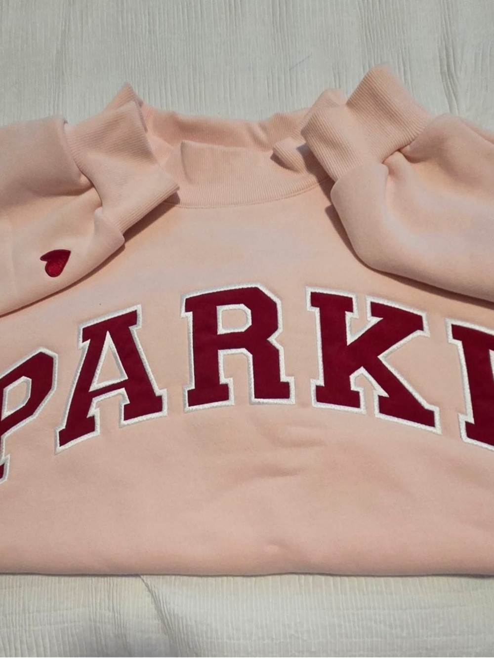 Peony & Crimson Valentine varsity mockneck ~ Parke ~ size L / XL NEW!!